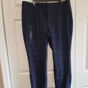 NWT Banana Republic Blue Plaid Ryan Fit Trouser Sz 16
